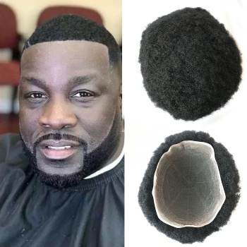 Size 8*10 inch Full Lace 2mm Afro Hair Toupee for Black Men