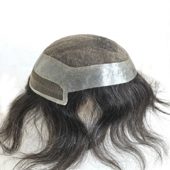 100% Density Indian Human Hair French Lace PU Hollywood Hair System for Men